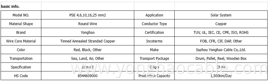 solar cable UL TUV pv solar cable